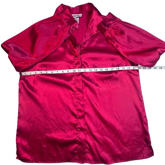 Vintage Anthony Richard’s Blouse Womens 14 Satin Button Up Preppy Holiday Top - Picture 4 of 10